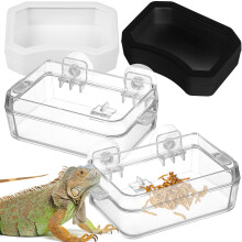 2 reptilien futterbecher mit 2 wasserschalen, entkommungssicher