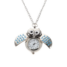 cartoon uil met vleugels zakhorloge quartz analoog hanger ketting