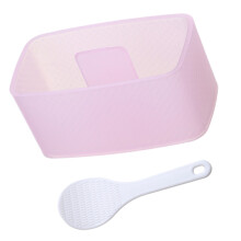rechteckige mehrschichtige Reiskugel-Form mit Löffel, pink