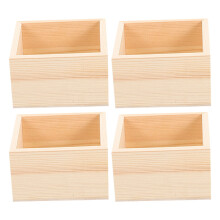 4er-pack holzkästchen ohne deckel, kleine quadratische -boxen