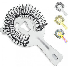 Cocktail Strainer, Stainless Steel Cocktail Bar Strainer Drink Strainer with Spring (Silver)