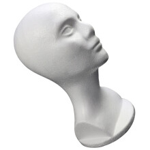 weiblicher mannequin-kopf mit für perücken, hutschaukel, brillen