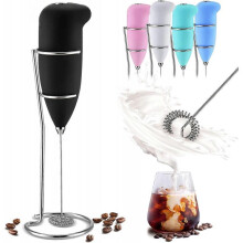 Coffee Milk Frother Handheld, Battery Operated Electric Drink Coffee Mixer with Stainless Steel Stand, Coffee foam maker