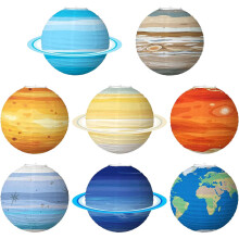 8er-set planeten-dekorationen aus papier, laternen für -party
