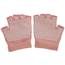 1 paar rutschfeste Halbfingerhandschuhe für Yoga, Fitness (pink)