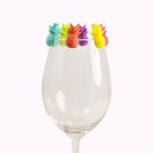 Pineapple Model Glass Marker 6pcs Set Silicone Drink Wine Beer Glass Markers Charms Tags