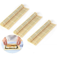 Premium Sushi Mat,3PCS ,Made of Premium Bamboo with Nice Finishing Quality Smooth Helper for Sushi