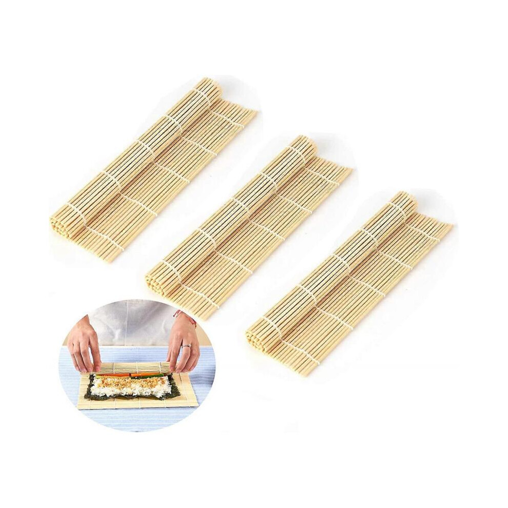 Premium Sushi Mat,3PCS ,Made of Premium Bamboo with Nice Finishing Quality Smooth Helper for Sushi