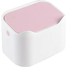 Trash Can Desk Bin, Mini Portable Table Waste Bin Press-Type Lid Desktop Dustbin Tissue Box Holde