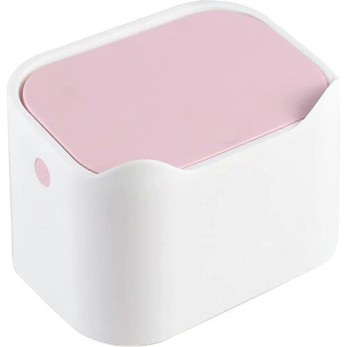 Trash Can Desk Bin, Mini Portable Table Waste Bin Press-Type Lid Desktop Dustbin Tissue Box Holde