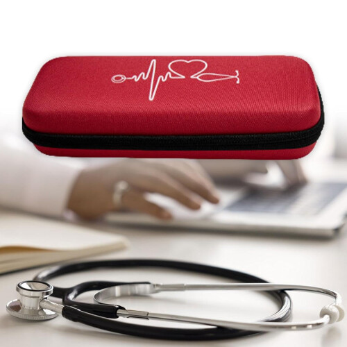 Stethoscope Carrying Case Travel Protective Holder Red Storage Box Organizer 2