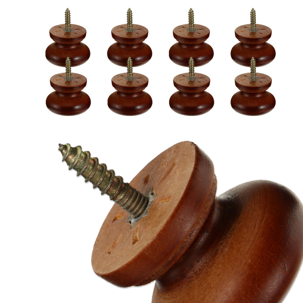 8Pcs Durable Wood Door Knobs Round Handle For Drawers Wardrobe 3271823362805