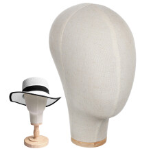 linen block head mannequin for hair extensions wigs display