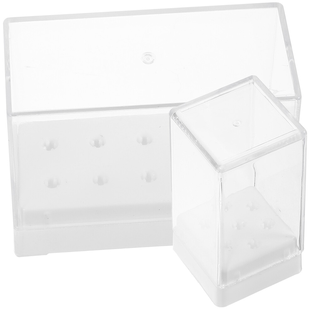 Iplusmile 2Pcs Nail Bit Storage Container Transparent Plastic Drill Bit Stand