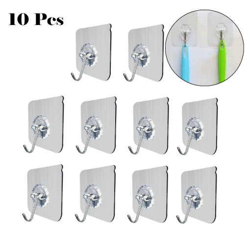 10pcs waterproof adhesive wall hooks for bathroom kitchen 2