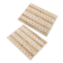 2 Pcs Wooden Braille Alphabet Board Learning Tool for Blind