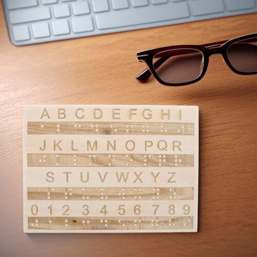 2 Pcs Wooden Braille Alphabet Board Learning Tool for Blind 2