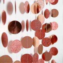 Glitter Rose Gold Circle Dots Garland Party Decorations Paper Polka Dots Hanging Streamer String Bunting Banner Backdrop