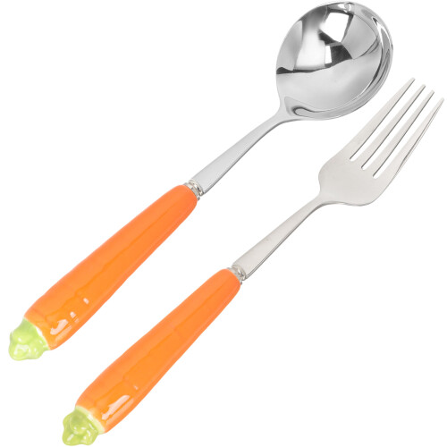 2pcs easter children's flatware cartoon carrot fork spoon utensils