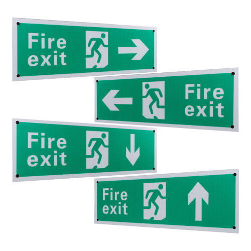 4Pcs Green Fire Exit Indicator Signs Durable Aluminum for Business Use 2