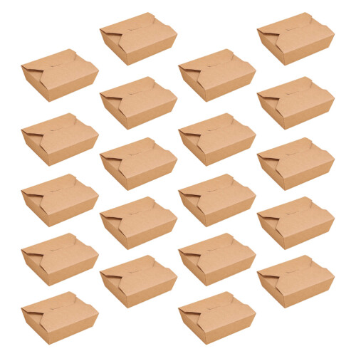 20pcs Kraft Paper Lunch Boxes 2000ml