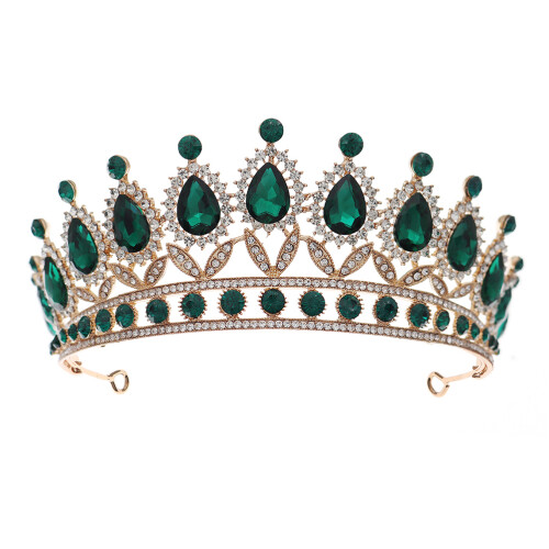 1Retro Groene Rhinestone Tiara Bruidsaccessoire Feestdagen 1