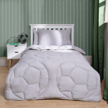 (Football Grey, Double) OHS Coverless Quilted Duvet with Pillowcase Set Soft Fleece Teddy Sherpa Cable Knit 7.5/10.5 TOG All Year Round Summer Winter Camping