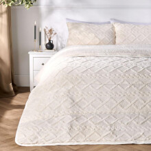 (Cable Knit Cream, Single) OHS Coverless Quilted Duvet with Pillowcase Set Soft Fleece Teddy Sherpa Cable Knit 7.5/10.5 TOG All Year Round Summer Winter Camping