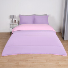 (Pink/Lilac, Double) OHS Coverless Quilted Duvet with Pillowcase Set Soft Fleece Teddy Sherpa Cable Knit 7.5/10.5 TOG All Year Round Summer Winter Camping