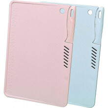 Small Plastic Cutting Board Set, 2-pieces Camping Cutting Board Dishwasher Safe, Embedded knife
