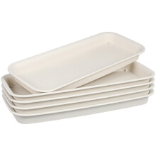 5Pcs Rectangular Plastic Plants Tray Beige Durable for Flower Pots