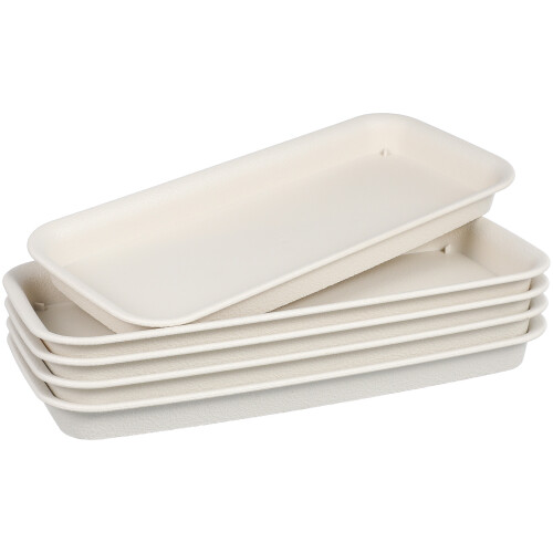 5Pcs Rectangular Plastic Plants Tray Beige Durable for Flower Pots