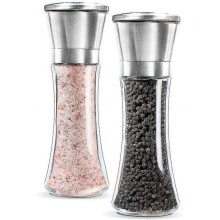 2 Pcs Salt And Pepper Mill Set with Adjustable Ceramic Grinder, Made Of High Quality Stainless Steel, Pepper Mill And Salt