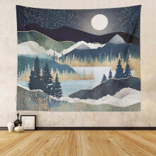 Tapestry Mountains and Sun Starry Sky Decorative Wall Hanging Art Tapestries Forest Sunset Nature Tapestry