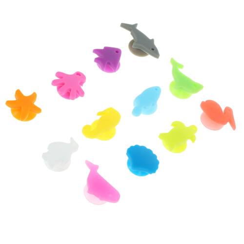 24 unid. marcadores de com animais marinhos silicone