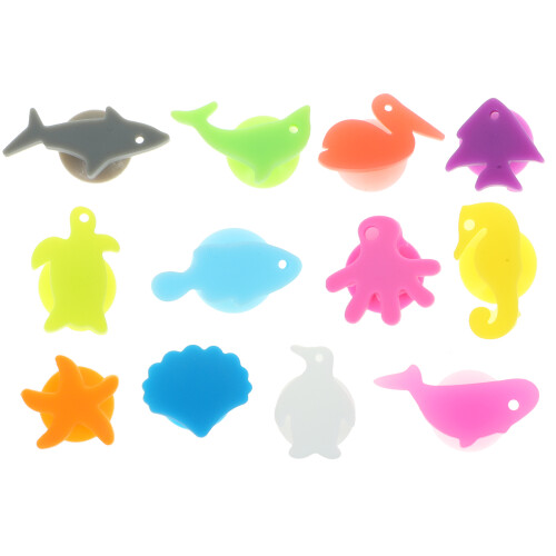 24 unid. marcadores de com animais marinhos silicone 1