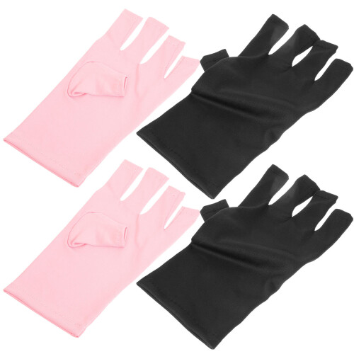 2 pares de luvas sem dedos com proteção UV para manicure