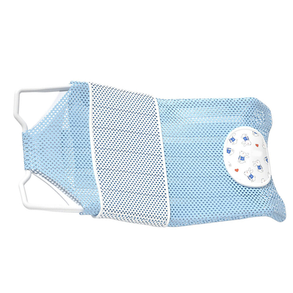 Adjustable Baby Bath Net Stand Blue with Pillow & Slip-Resist Pad