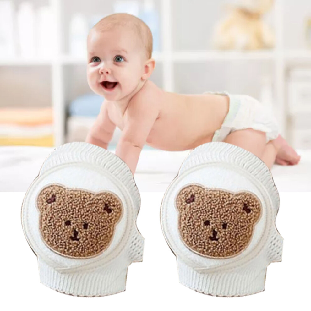 Baby Knee Pads Pure Cotton Soft Comfortable Elastic Crawl Aid - Fluffy Bear