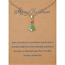 Christmas Tree Necklace Ladies Girls Teen Wishes Card Chain Necklaces Christmas Party Jewelry Gifts