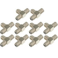 10 unidades divisor coaxial tipo f 3 salidas hembra a 2 hembras plata