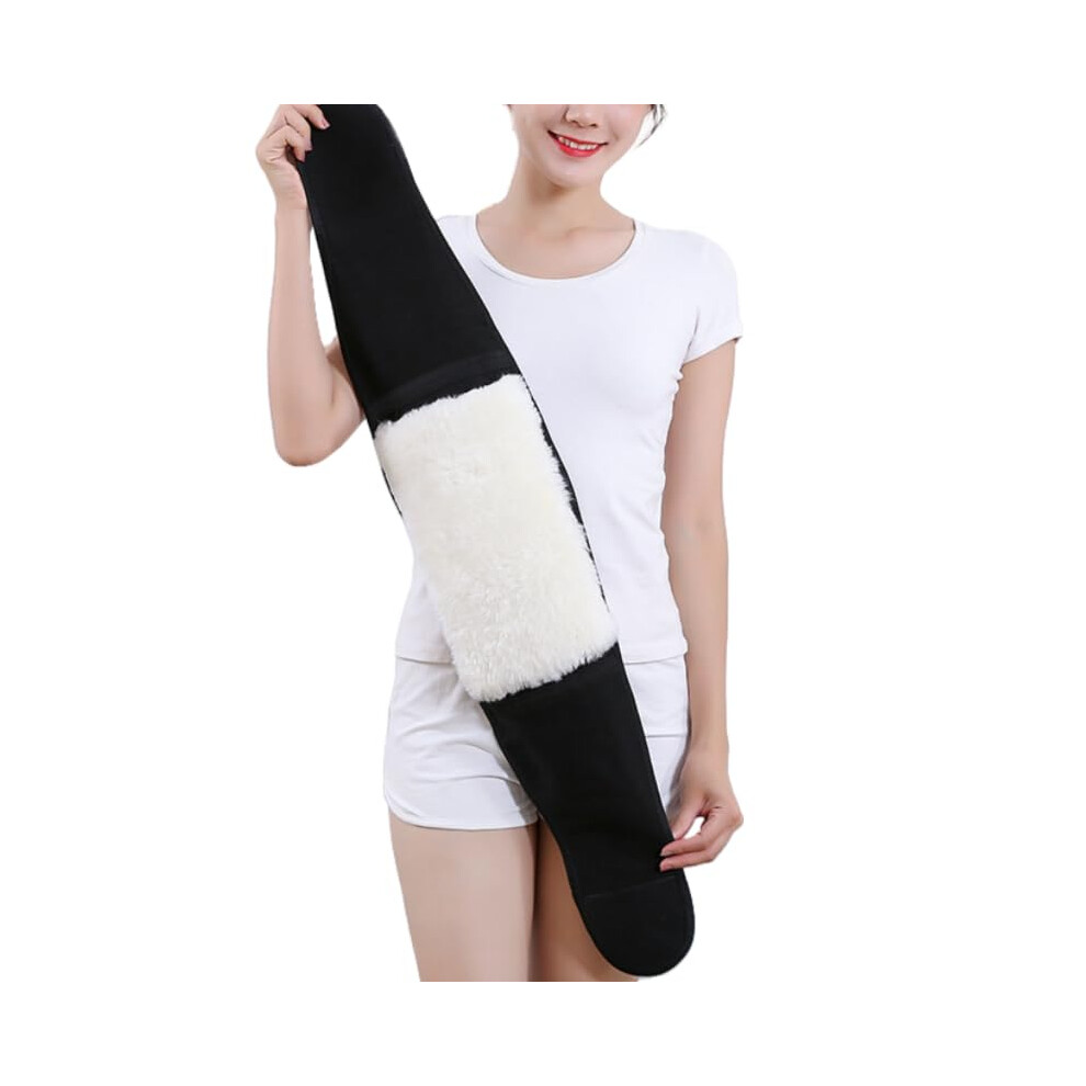 Back Waist Warmer Belt Cashmere Fleece Lumbar Band Thermal Support Adjustable Abdominal Protector Unisex Black