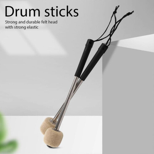 2Pcs Drum Mallet Felt Head Percussion Mallets Timpani Sticks with Stainless Steel Handle,White 1