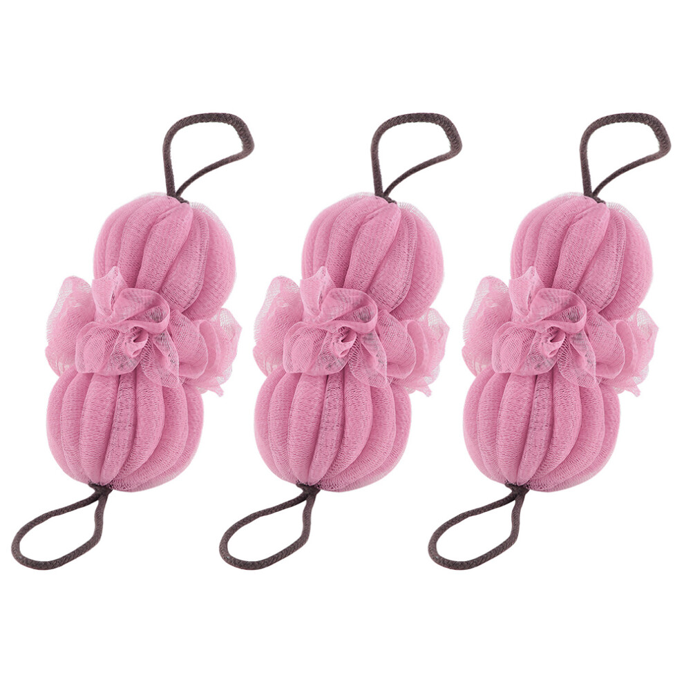 Solustre Pink 3Pcs Bath Loofah Sponges Simple Design