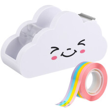cartoon cloud tape dispenser with rainbow tape for school office use