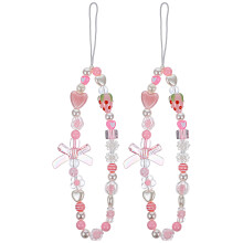 2pcs beaded phone lanyards with hanging rope and diy chain decoration