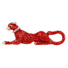 alloy leopard brooch with rhinestone oil drip design for women girls