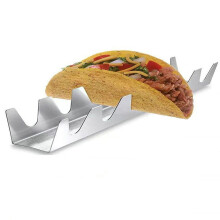 Stainless Steel Taco Stand 2-Piece Wavy Pancake Holder and Wave-Shape Tortilla Display Tray Food Rack