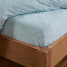 (Duck Egg, King) OHS Teddy Fleece Fitted Sheet Thermal Warm Soft Plush Cosy 25cm Deep Single Double King Super King Bedding