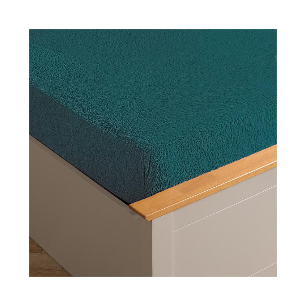 (Teal, Double) OHS Teddy Fleece Fitted Sheet Thermal Warm Soft Plush Cosy 25cm Deep Single Double King Super King Bedding-image-OPC-PKQDYQG-NEW